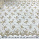 1 Yard Corded Bridal Lace Fabric Embroidered 100 Percent Polyester Net Mesh 50 inch Width