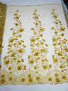 Princess 3D Floral Lace Polyester Fabric - Beaded Mesh Lace, 50" Width (1 Yard)