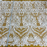 1 Yard Elegant Corded Bridal Lace Fabric Embroidered on Polyester Net Mesh