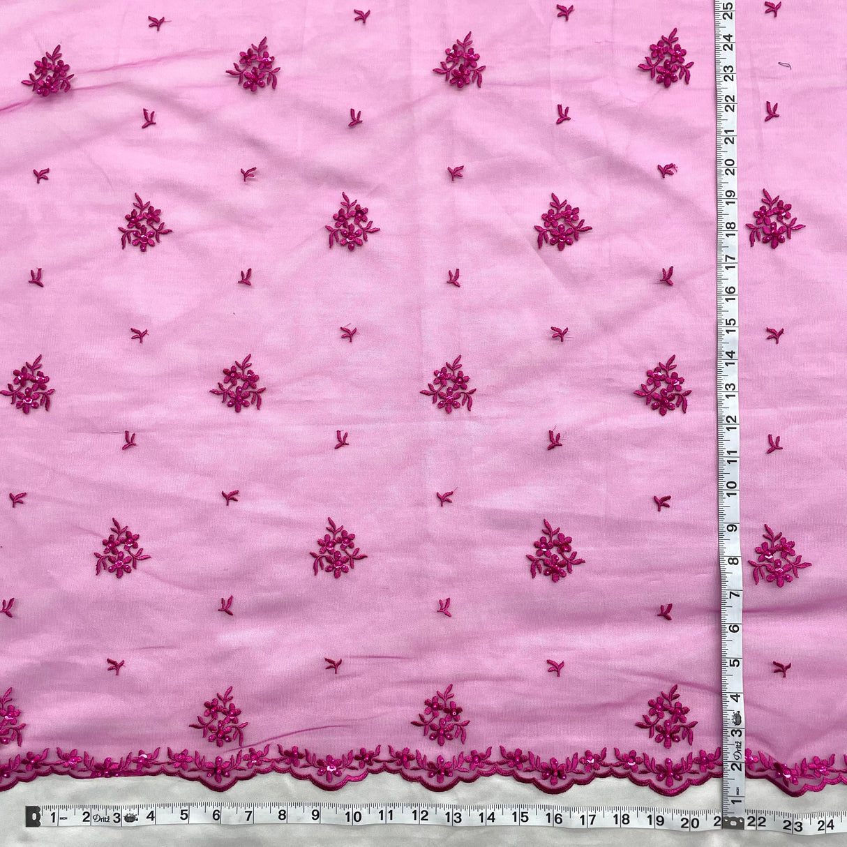 Beaded Embroidered Lace Mesh Fabric