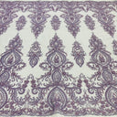 Beaded Lace Fabric Embroidered Polyester Net Mesh 48"