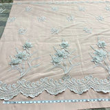 1 Yard Beaded 3D Floral Lace Fabric Embroidered on Polyester Net Mesh – 52"