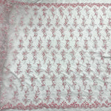 Corded Bridal Lace Fabric - Embroidered Polyester Net Mesh, Approximately 54" Width (1 Yard)