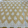 1 Yard Luxurious Corded Embroidered Bridal Lace Fabric for Couture Dresses White