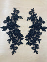 1 Pair Beaded & Corded Floral Lace Applique 100% Polyester Net Mesh 12.5" x 5"