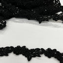 Beaded & Corded Lace Trimming Embroidered On 100% Polyester Net Fabric - 1.5" Width, Multiple Colors (1 Yard)