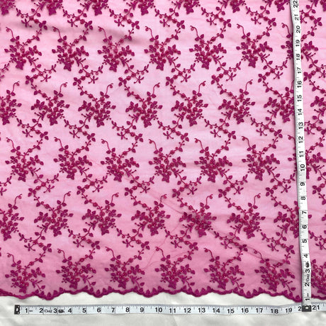 Beaded Lace Fabric on Polyester Net Mesh 53"