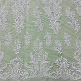 Beaded Lace Fabric on Polyester Net Mesh