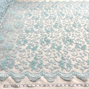 1 Yard - Beaded & Corded Bridal Fabric Lace Embroidered on 100% Polyester Net Mesh - Ivory - 54" Wide
