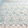 1 Yard - Beaded & Corded Bridal Fabric Lace Embroidered on 100% Polyester Net Mesh - Ivory - 54"