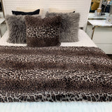 Leopard Cheetah Jaguar Animal Print Faux Fur Fabric - Brown Animal Print, 104" X 93" (Cal King/Eastern King)