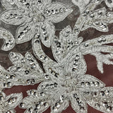 Beaded Corded Bridal Lace Fabric 51"