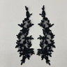 1 Pair Beaded & Corded Floral Lace Applique 13" x 4" Each Side