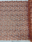 Angela Metallic Corded Lace Fabric - Embroidered Sequins Mesh Lace, Double Scallop Edge, 50-54" Width (1 Yard)