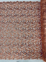 Angela Metallic Corded Lace Fabric - Embroidered Sequins Mesh Lace, Double Scallop Edge, 50-54" Width (1 Yard)