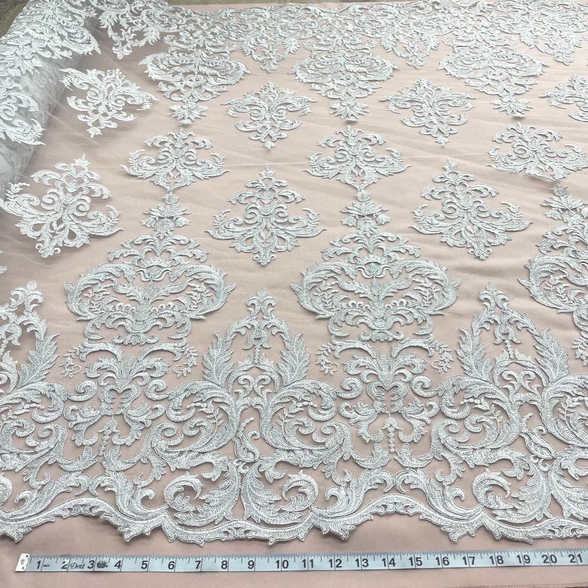 Embroidered Corded Bridal Lace Gold