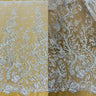 1 Yard Corded Bridal Lace Fabric Embroidered on Polyester Net Mesh White and Ivory