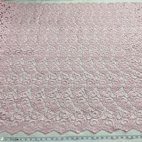 Beaded Corded Bridal Lace Fabric - Ivory, Turquoise, Taupe, Coral, Gold, Pink, Silver, 52" Width (1 Yard)