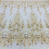 1 Yard Ivory Beaded Lace Fabric Embroidered on 100 Percent Polyester Net Mesh 52 Inch Width