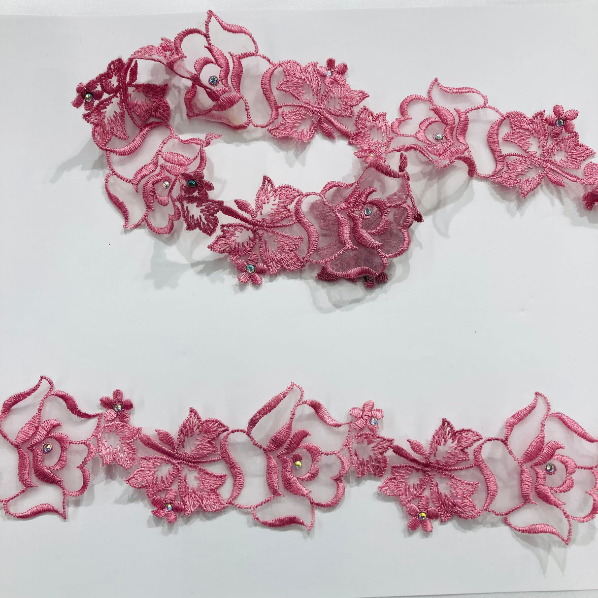 Beaded Lace Trimming 100% Polyester Organza 2"