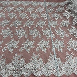 1 Yard Handcrafted Silver Corded Lace Fabric – 51"