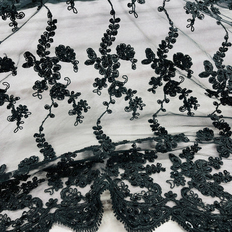 Beaded Corded Lace Mesh