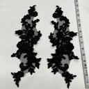 Beaded Corded Floral Lace Applique 100% Polyester Net Mesh