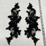 Beaded Corded Floral Lace Applique 100% Polyester Net Mesh