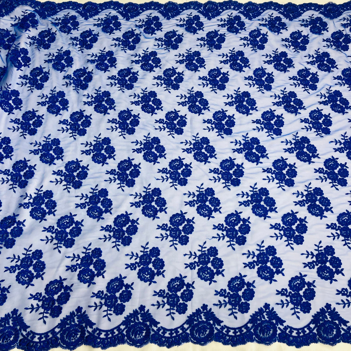 Corded Bridal Lace Fabric on Polyester Net Mesh