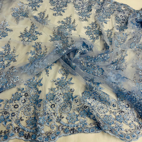 Beaded Corded Bridal Lace Mesh