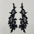 Beaded Corded Floral Lace Applique on Polyester Net Mesh