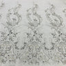 1 Yard Ivory Beaded Lace Fabric Embroidered on 100 Percent Polyester Net Mesh 54 Inch Width