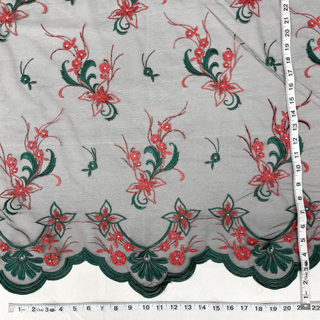 Beaded Lace Fabric Embroidered on 100% Polyester Net Mesh