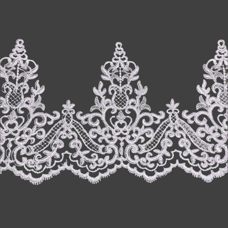 Polyester Net Mesh Corded Lace Trim 6" Wide
