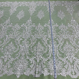 1 Yard Elegant Corded Bridal Lace Fabric Embroidered on Polyester Net Mesh