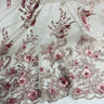 Beaded 3D Floral Lace Polyester Fabric - Black, Dusty Rose, Vanilla, 51" Width (1 Yard)