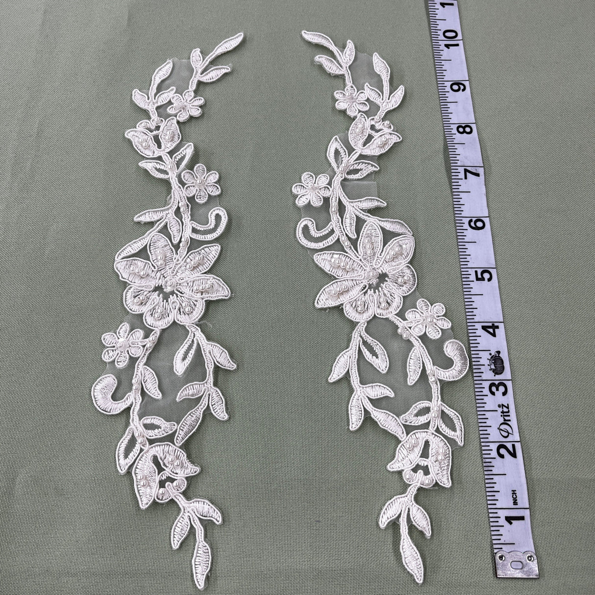 Beaded Corded Lace Applique Ivory