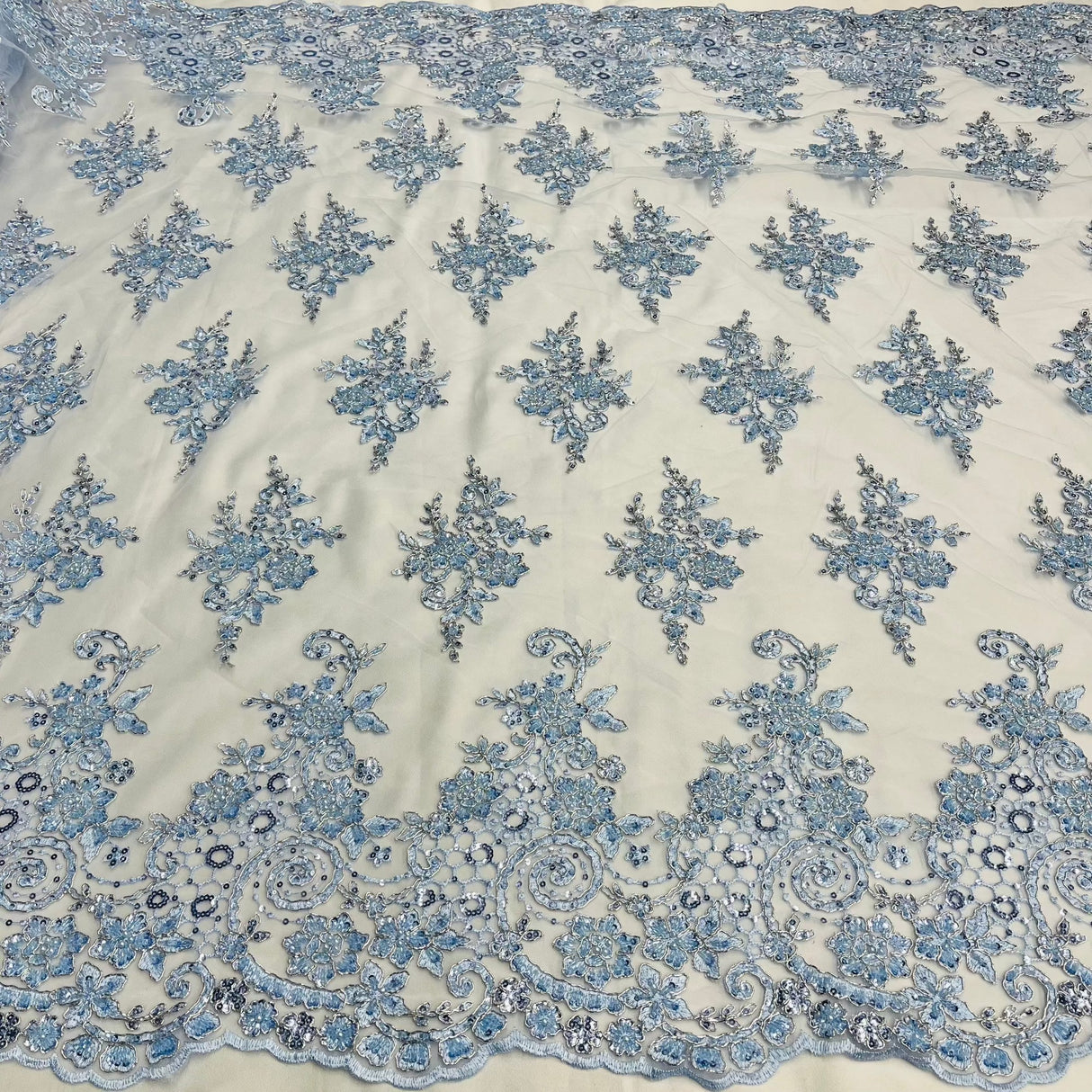 Beaded Corded Bridal Lace Mesh
