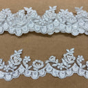 Beaded Corded Floral Lace Trimming 2"