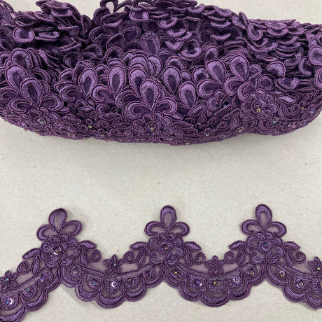 Beaded Lace Trimming on Polyester Organza