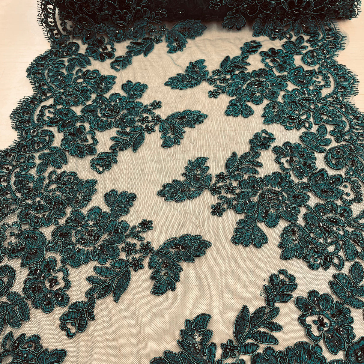 Beaded Corded Lace Trim 14.5" Double Sided