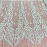 1 Yard Beaded and Corded Bridal Lace Fabric Embroidered on Polyester Net Mesh