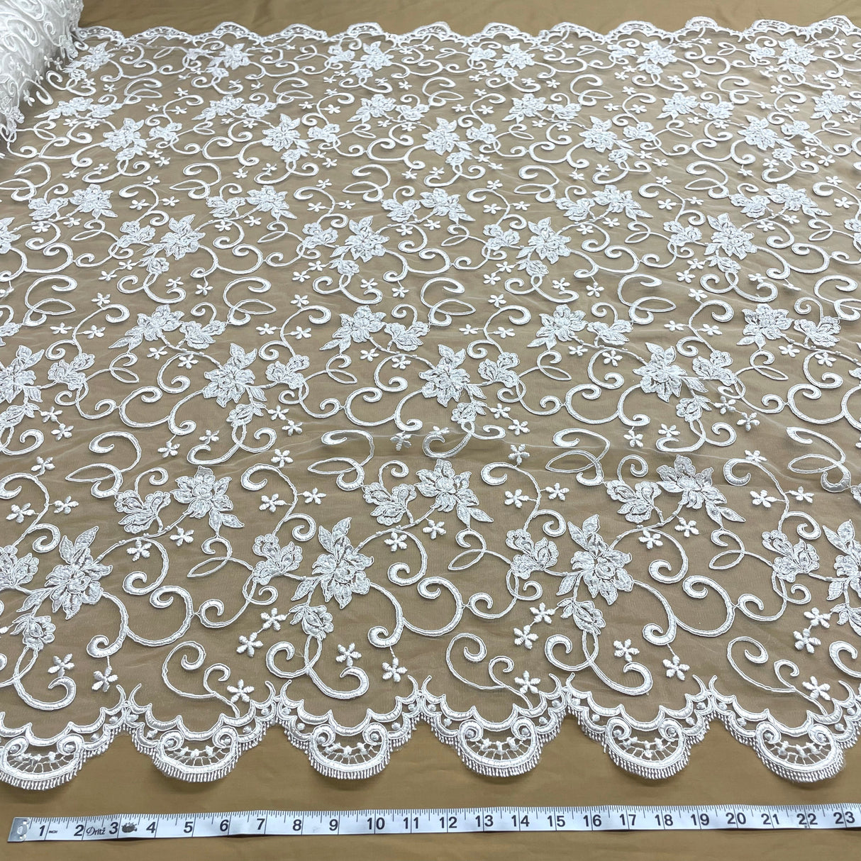 Beaded Corded Bridal Lace Mesh
