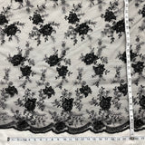 Beaded Lace Fabric on Black Polyester Mesh