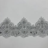Beaded Corded Lace Trim 4" Polyester Net Mesh
