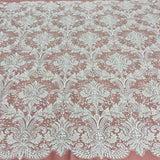 1 Yard Beaded Lace Fabric Embroidered on 100% Polyester Net Mesh