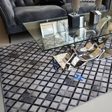 Vegan Diamond Patchwork Polyester Fabric - Gray Black Faux Hide Cowhide, Diamond Patchwork, 10' X 13' (1 Piece)