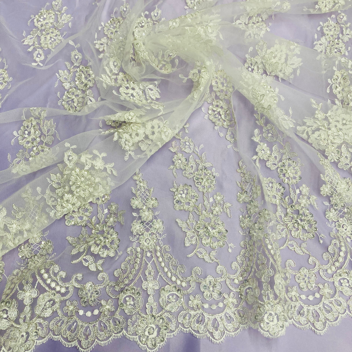Beaded Corded Lace Fabric 52" Wide