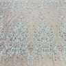 Beaded Lace Fabric on Polyester Net Mesh