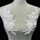 Corded Floral Applique Mesh Lace Ivory